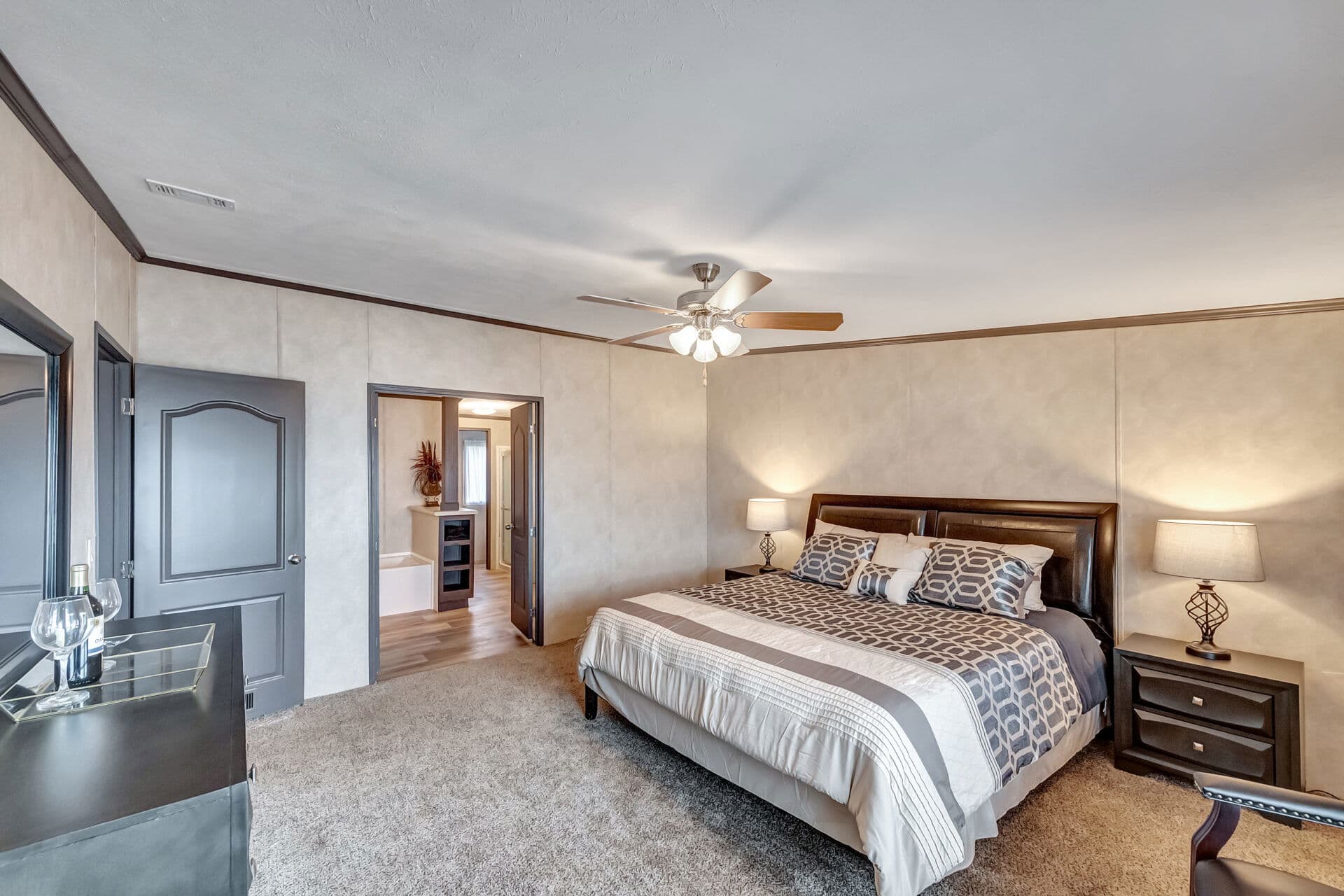 The king bedroom home features